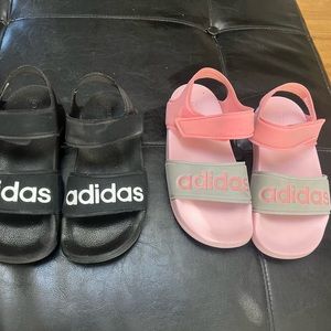 two pairs of girls, Adidas sandals, size 1.
